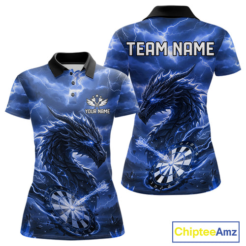 Lightning Dragon Blue Dartboard Custom Dart Men Polo Shirt Outfits Dart Jerseys NYN1787