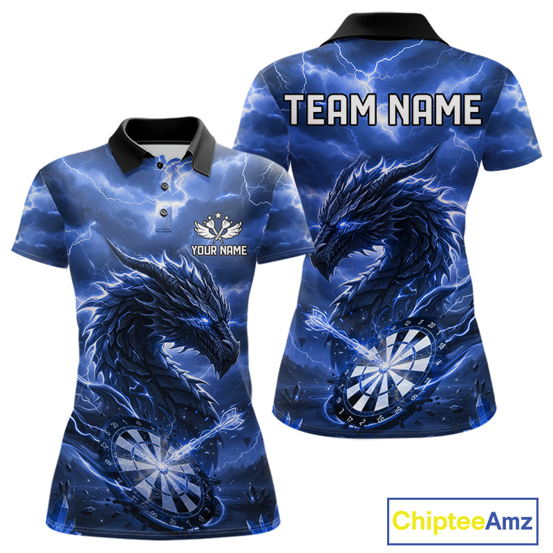 Lightning Dragon Blue Dartboard Custom Dart Men Polo Shirt Outfits Dart Jerseys NYN1787