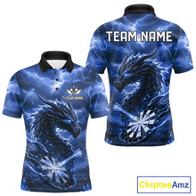 Load image into Gallery viewer, Lightning Dragon Blue Dartboard Custom Dart Men Polo Shirt Outfits Dart Jerseys NYN1787