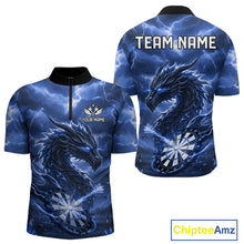 Load image into Gallery viewer, Lightning Dragon Blue Dartboard Custom Dart Men Polo Shirt Outfits Dart Jerseys NYN1787