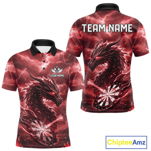 Lightning Dragon Red Dartboard Custom Dart Men Polo Shirt Outfits Dart Jerseys NYN1788