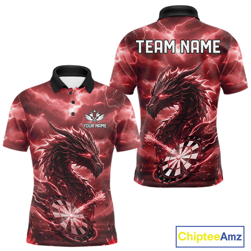 Lightning Dragon Red Dartboard Custom Dart Men Polo Shirt Outfits Dart Jerseys NYN1788