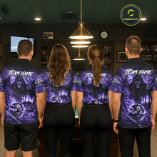Load image into Gallery viewer, Fire Flames Purple Grim Reaper Skull 8 Ball Pool Men Billiard Shirt Personalized Billiard Team Names NYN2736