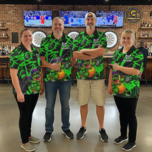Load image into Gallery viewer, Green Grafffiti Play Darts Polo &amp; Quarter Zip Shirt Personalized Funny Crocodile Men Darts Jersey NYN2948