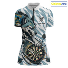 Load image into Gallery viewer, Personalized Cracked Darts Polo &amp; Quarter Zip Shirt Custom Funny Wolf Claws Darts Attire For Women NYN2950
