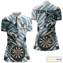 Load image into Gallery viewer, Personalized Cracked Darts Polo &amp; Quarter Zip Shirt Custom Funny Wolf Claws Darts Attire For Women NYN2950