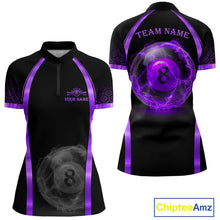 Load image into Gallery viewer, Black&amp;Purple Thunder Lightning 8 Ball Pool Billiard Jerseys For Women Custom Billiard Team Shirt NYN3158