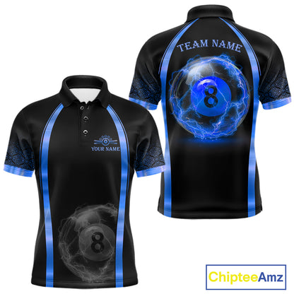 Black&Blue Thunder Lightning 8 Ball Pool Billiard Jerseys For Men Custom Billiard Team Shirt NYN3159
