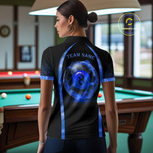 Load image into Gallery viewer, Black&amp;Blue Thunder Lightning 8 Ball Pool Billiard Jerseys For Women Custom Billiard Team Shirt NYN3159