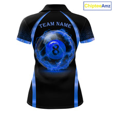 Load image into Gallery viewer, Black&amp;Blue Thunder Lightning 8 Ball Pool Billiard Jerseys For Women Custom Billiard Team Shirt NYN3159
