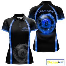Load image into Gallery viewer, Black&amp;Blue Thunder Lightning 8 Ball Pool Billiard Jerseys For Women Custom Billiard Team Shirt NYN3159