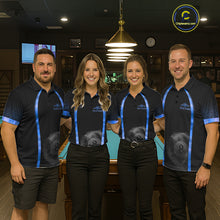 Load image into Gallery viewer, Black&amp;Blue Thunder Lightning 8 Ball Pool Billiard Jerseys For Women Custom Billiard Team Shirt NYN3159