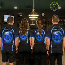 Load image into Gallery viewer, Black&amp;Blue Thunder Lightning 8 Ball Pool Billiard Jerseys For Women Custom Billiard Team Shirt NYN3159
