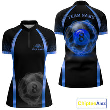 Load image into Gallery viewer, Black&amp;Blue Thunder Lightning 8 Ball Pool Billiard Jerseys For Women Custom Billiard Team Shirt NYN3159