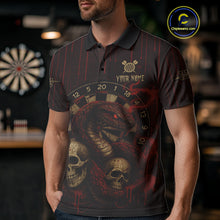 Load image into Gallery viewer, Red Dripping Cobra Dartboard Custom Men&#39;s Polo Darts Shirt Grunge Skull Darts Jersey NYN1796