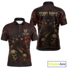 Load image into Gallery viewer, Red Dripping Cobra Dartboard Custom Men&#39;s Polo Darts Shirt Grunge Skull Darts Jersey NYN1796