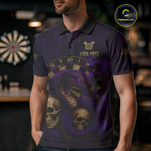 Load image into Gallery viewer, Purple Dripping Cobra Dartboard Custom Men&#39;s Polo Darts Shirt Grunge Skull Darts Jersey NYN1797