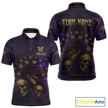 Load image into Gallery viewer, Purple Dripping Cobra Dartboard Custom Men&#39;s Polo Darts Shirt Grunge Skull Darts Jersey NYN1797