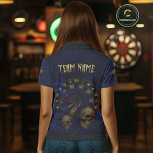 Load image into Gallery viewer, Blue Dripping Cobra Dartboard Custom Women Polo Darts Shirt Grunge Skull Darts Jersey NYN1798