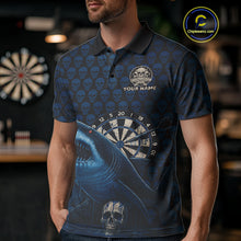 Load image into Gallery viewer, Blue Dripping Cobra Dartboard Custom Men&#39;s Polo Darts Shirt Grunge Skull Darts Jersey NYN1799