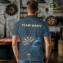 Load image into Gallery viewer, Blue Dripping Cobra Dartboard Custom Men&#39;s Polo Darts Shirt Grunge Skull Darts Jersey NYN1799