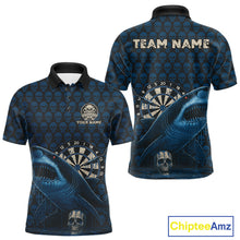 Load image into Gallery viewer, Blue Dripping Cobra Dartboard Custom Men&#39;s Polo Darts Shirt Grunge Skull Darts Jersey NYN1799