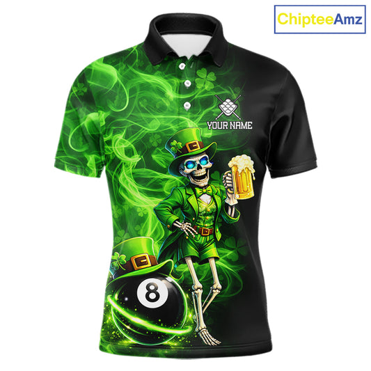 Fire Flame Shamrock Skeleton St Patrick's Day Men Billiard Shirts Custom Pool 8 Balls Billiard Attire NYN2741