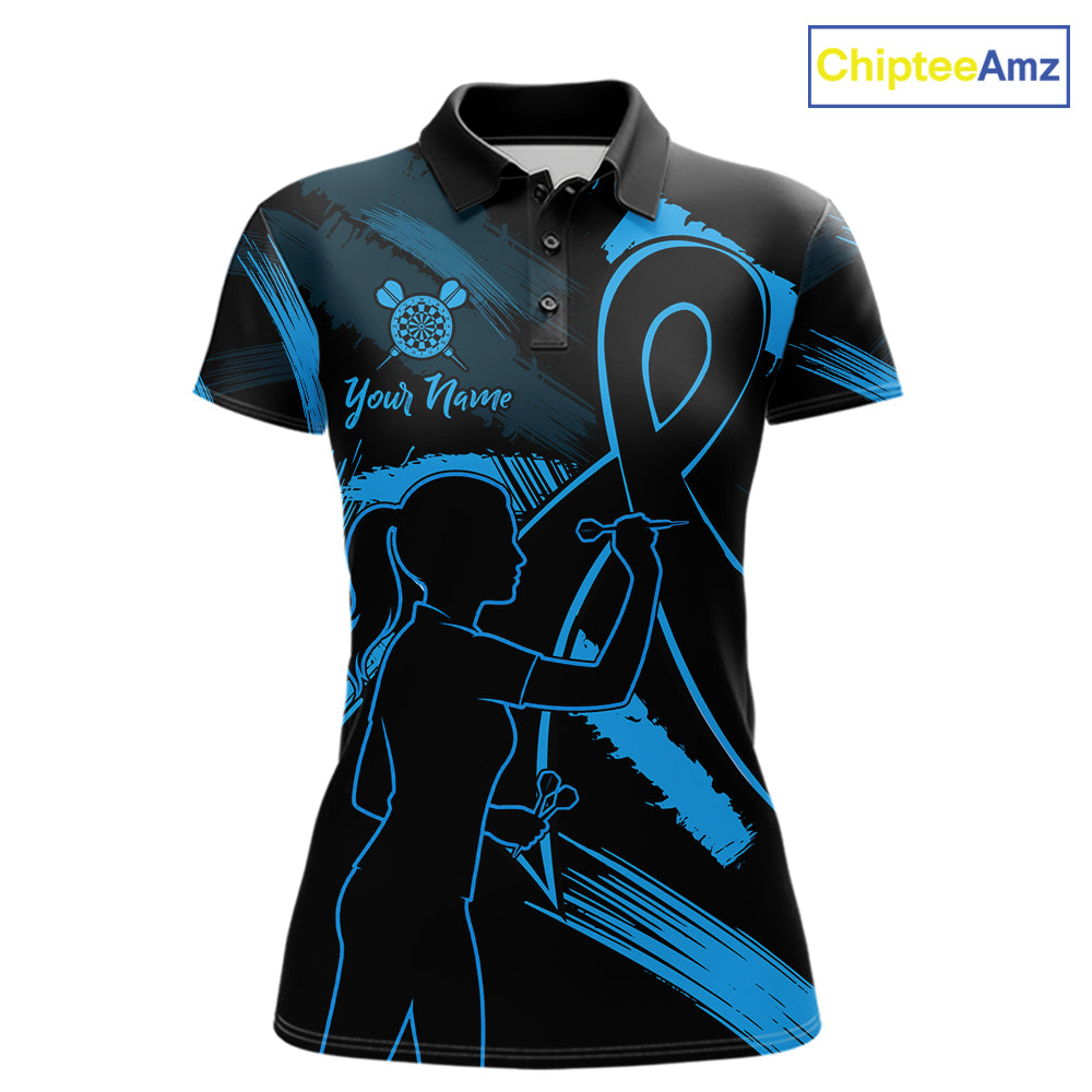 Black and blue grunge ribbon dart shirt for women prostate cancer awareness jersey