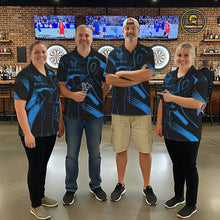 Load image into Gallery viewer, Custom Black &amp; Blue Grunge Ribbon Dart Shirts For Women Prostate Cancer Awareness Darts Team Jersey NYN3346