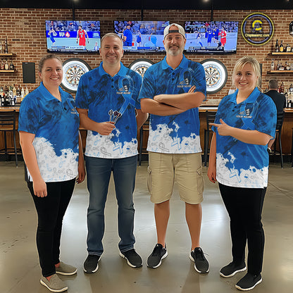 White & Blue Grunge Ribbons Pattern Prostate Cancer Dart Shirt For Women Custom Dart Team Jerseys NYN3348