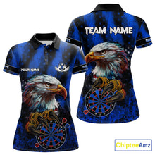 Load image into Gallery viewer, American flag eagle darts polo shirt for women patriotic dart team jersey