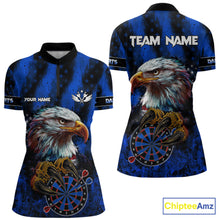 Load image into Gallery viewer, American flag eagle darts polo shirt for women patriotic dart team jersey