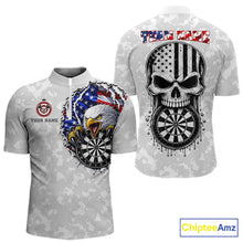 Load image into Gallery viewer, American flag skull eagle grey camo darts shirt for men patriotic outfit