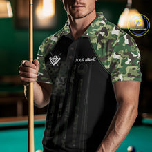 Load image into Gallery viewer, US Flag Camouflage 8 Ball Pool Billiard Polo &amp; Quarter-Zip Custom Billiard Team Attire For Men NYN2748