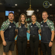Load image into Gallery viewer, US Flag Camouflage 8 Ball Pool Billiard Polo &amp; Quarter-Zip Custom Billiard Team Attire For Men NYN2748