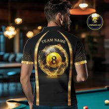 Load image into Gallery viewer, Black &amp; Gold Thunder Lightning Yellow 8 Ball Pool Billiard Jerseys For Men Custom Billiard Team Shirt NYN2752