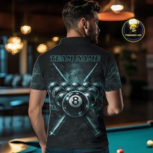 Load image into Gallery viewer, Custom Teal Smoke Grunge Skull Pool 8 Ball Men Billiard Shirt Personalized Ball Billiard Attire NYN2592