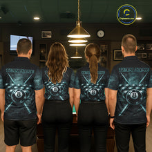 Load image into Gallery viewer, Custom Teal Smoke Grunge Skull Pool 8 Ball Men Billiard Shirt Personalized Ball Billiard Attire NYN2592