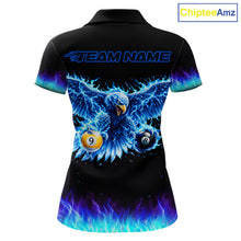 Load image into Gallery viewer, Blue Flaming Eagle Play 8 Ball And 9 Ball Billiard Pool Shirt For Women Custom Billiard Team Appeal NYN2761