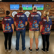 Load image into Gallery viewer, Blue And Red Grunge Funny Rooster Darts Shirt For Men Custom Name &amp; Team Dart Outfits Jerseys NYN3162