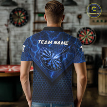 Load image into Gallery viewer, Blue Hexagon Pattern Thunder Lightning Mens Darts Shirt Personalized Dart Team Jerseys For Darters NYN3164