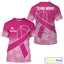 Load image into Gallery viewer, Pink ribbon pickleball tshirt for men breast cancer pickleball apparel