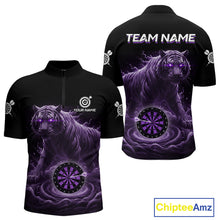 Load image into Gallery viewer, Custom Purple Smokes Funny Tiger Dartboard Men Darts Quarter-Zip Shirt, Outfits Dart Jerseys NYN1810