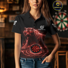 Load image into Gallery viewer, Custom Red Smokes Funny Tiger Dartboard Women Darts Polo Shirt, Outfits Dart Jerseys NYN1812