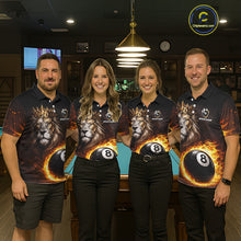Load image into Gallery viewer, Yellow Flames Crown Lion Pool 8 Ball Women Billiard Polo &amp; 1/4-Zip Shirt Custom Billiard Attire NYN2605
