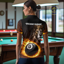 Load image into Gallery viewer, Yellow Flames Crown Lion Pool 8 Ball Women Billiard Polo &amp; 1/4-Zip Shirt Custom Billiard Attire NYN2605