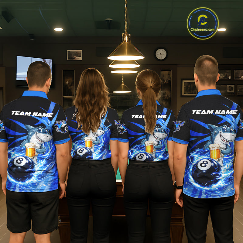 Thunder Lighting Blue 8 Ball Billiard Pool Shirt For Men Custom Funny Shark Billiard Team Appeal NYN2766