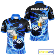 Load image into Gallery viewer, Thunder Lighting Blue 8 Ball Billiard Pool Shirt For Men Custom Funny Shark Billiard Team Appeal NYN2766