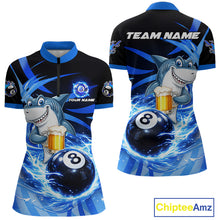 Load image into Gallery viewer, Thunder Lighting Blue 8 Ball Billiard Pool Shirt For Women Custom Funny Shark Billiard Team Appeal NYN2766