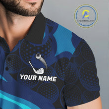 Load image into Gallery viewer, Mens Golf Ball Pattern Shirts Custom Black And Blue Mens Golf Polos Golf Team Outfits NYN3383